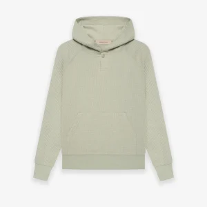 Essentials Kids Spring Waffle Henley Hoodie Seafoam