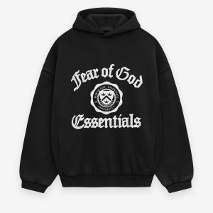 Essentials Fear of God Shrunken Hoodie Black