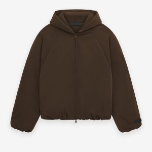 Essentials Military Nylon Hooded Bomber Brown