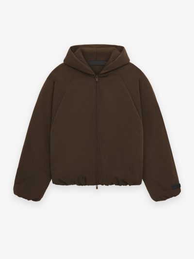 Essentials Military Nylon Hooded Bomber Brown